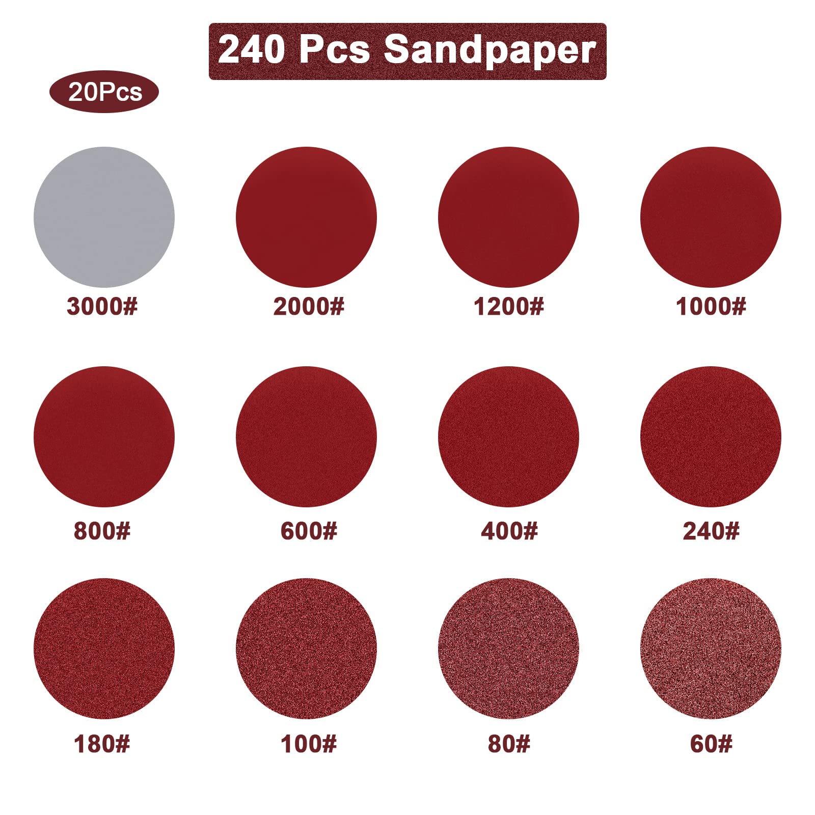 2 Inch Red Sandpaper Set 247 P - Polish Pad Set Buffer 评论和价格